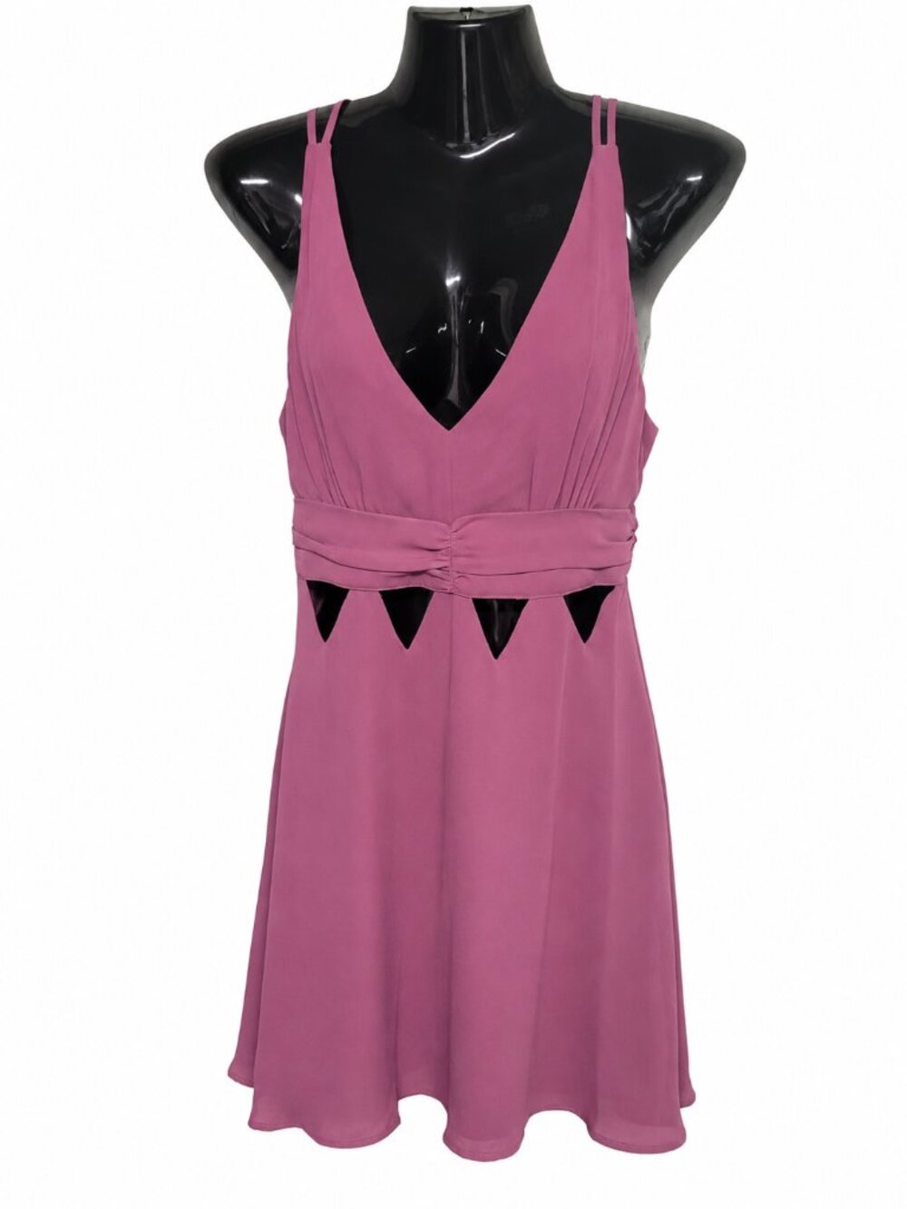 BCBGeneration Mauve Cutout Fit & Flare Mini Dress Size 0 Strappy V-Neck